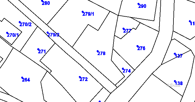 Parcela st. 278 v KÚ Kozmice, Katastrální mapa