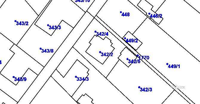 Parcela st. 342/2 v KÚ Kozmice, Katastrální mapa