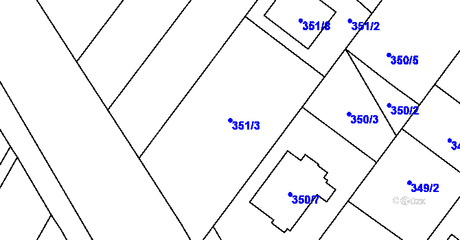Parcela st. 351/3 v KÚ Kozmice, Katastrální mapa