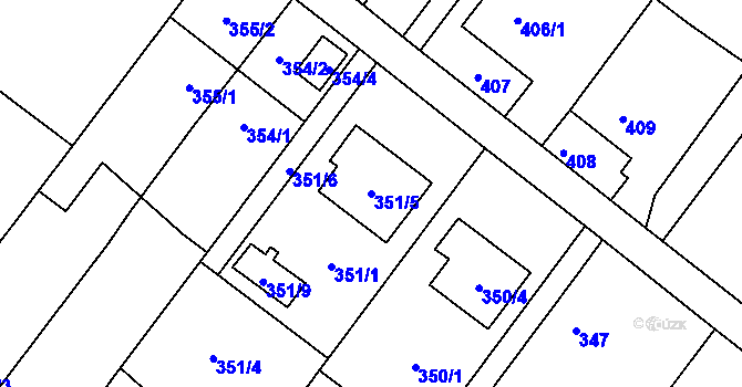 Parcela st. 351/5 v KÚ Kozmice, Katastrální mapa