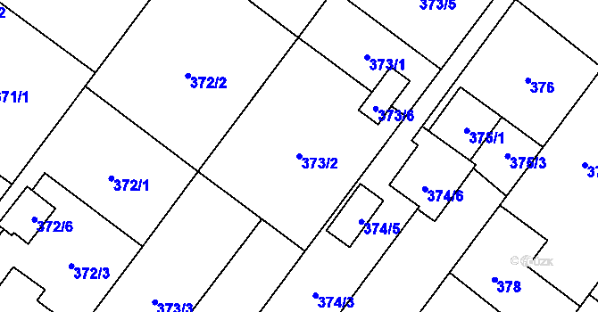 Parcela st. 373/2 v KÚ Kozmice, Katastrální mapa