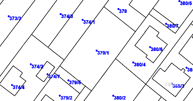 Parcela st. 379/1 v KÚ Kozmice, Katastrální mapa