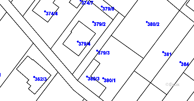Parcela st. 379/3 v KÚ Kozmice, Katastrální mapa