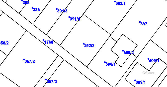 Parcela st. 392/2 v KÚ Kozmice, Katastrální mapa