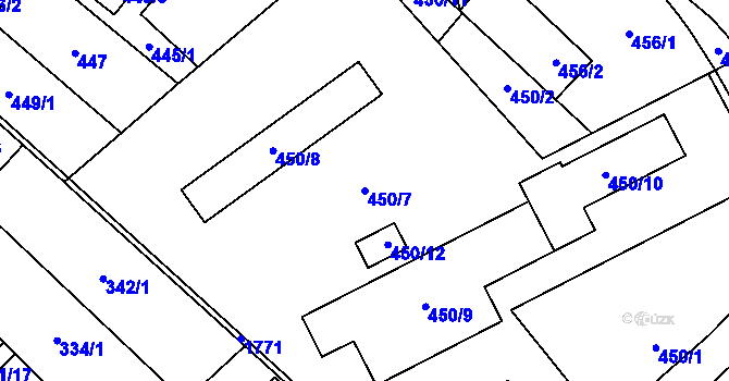 Parcela st. 450/7 v KÚ Kozmice, Katastrální mapa