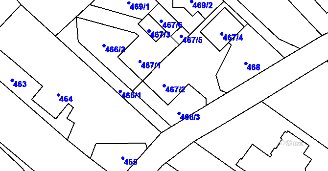 Parcela st. 467/2 v KÚ Kozmice, Katastrální mapa