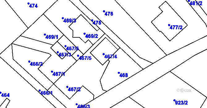 Parcela st. 467/4 v KÚ Kozmice, Katastrální mapa