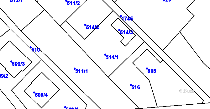 Parcela st. 514/1 v KÚ Kozmice, Katastrální mapa