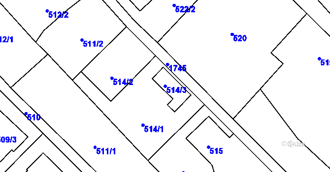 Parcela st. 514/3 v KÚ Kozmice, Katastrální mapa