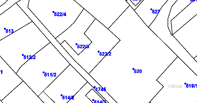 Parcela st. 522/2 v KÚ Kozmice, Katastrální mapa