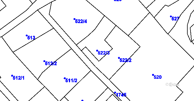Parcela st. 522/3 v KÚ Kozmice, Katastrální mapa