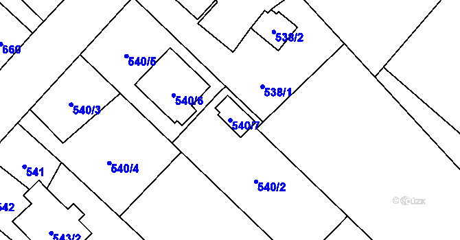 Parcela st. 540/7 v KÚ Kozmice, Katastrální mapa