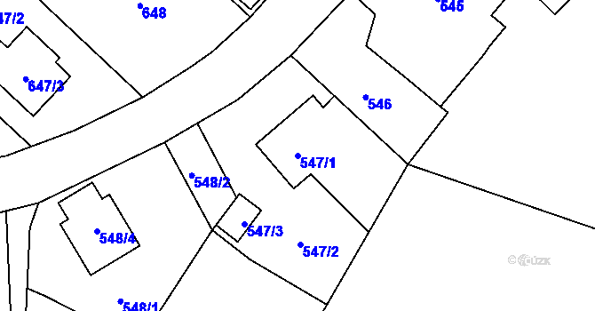 Parcela st. 547/1 v KÚ Kozmice, Katastrální mapa
