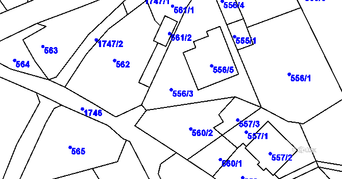 Parcela st. 556/3 v KÚ Kozmice, Katastrální mapa
