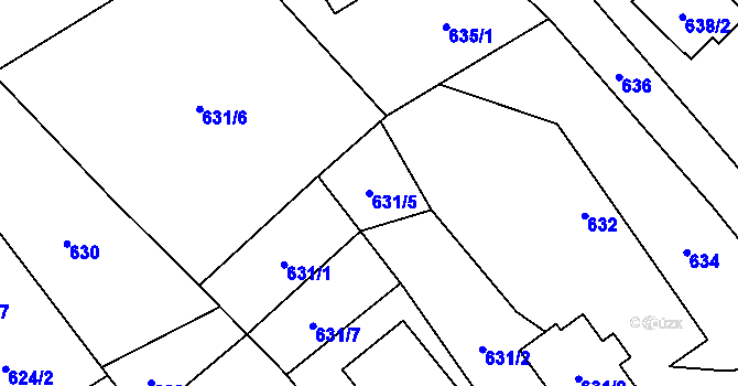 Parcela st. 631/5 v KÚ Kozmice, Katastrální mapa