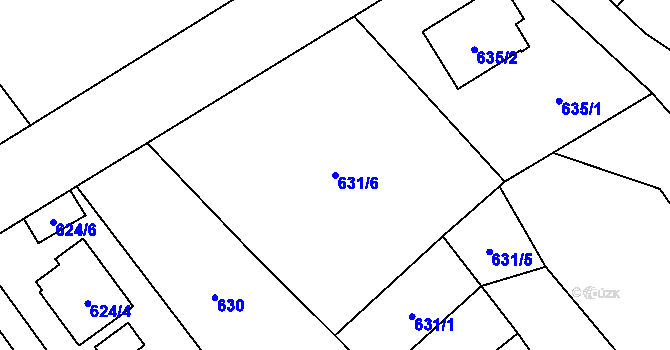 Parcela st. 631/6 v KÚ Kozmice, Katastrální mapa