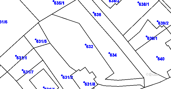 Parcela st. 632 v KÚ Kozmice, Katastrální mapa