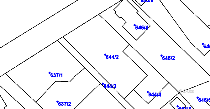 Parcela st. 644/2 v KÚ Kozmice, Katastrální mapa