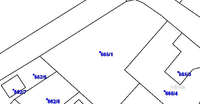 Parcela st. 665/1 v KÚ Kozmice, Katastrální mapa