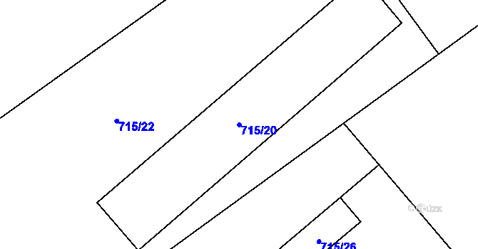 Parcela st. 715/20 v KÚ Kozmice, Katastrální mapa