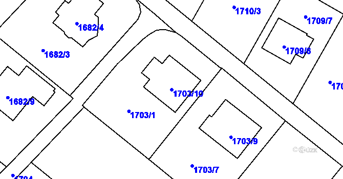 Parcela st. 1703/10 v KÚ Kozmice, Katastrální mapa