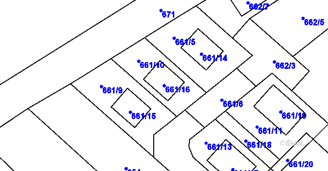 Parcela st. 661/16 v KÚ Kozmice, Katastrální mapa