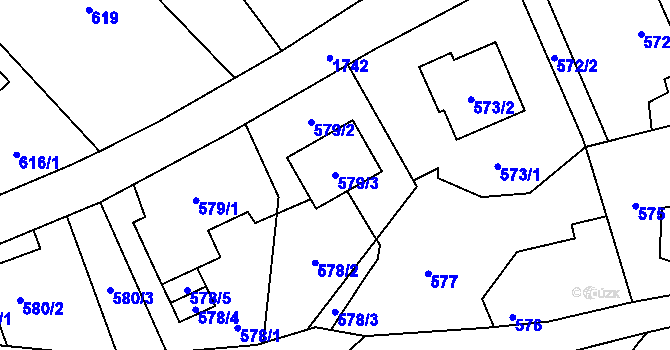 Parcela st. 579/3 v KÚ Kozmice, Katastrální mapa