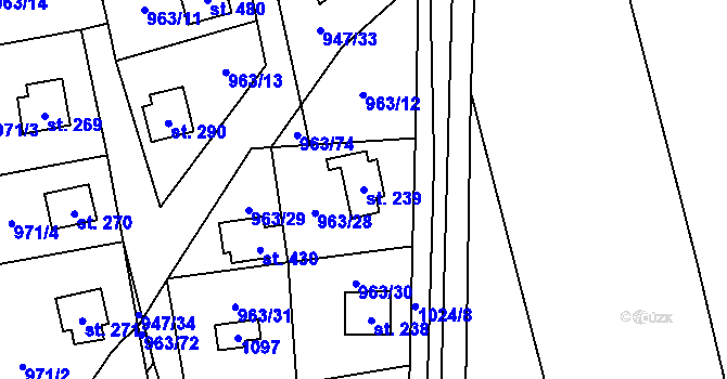 Parcela st. 239 v KÚ Kozojedy u Kostelce nad Černými Lesy, Katastrální mapa