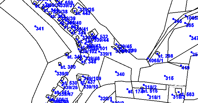 Parcela st. 339/1 v KÚ Kozojedy u Kostelce nad Černými Lesy, Katastrální mapa