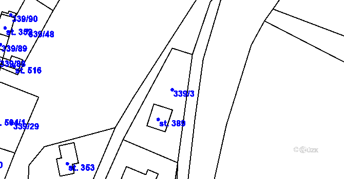 Parcela st. 339/3 v KÚ Kozojedy u Kostelce nad Černými Lesy, Katastrální mapa