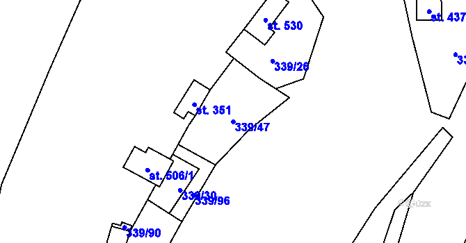Parcela st. 339/47 v KÚ Kozojedy u Kostelce nad Černými Lesy, Katastrální mapa