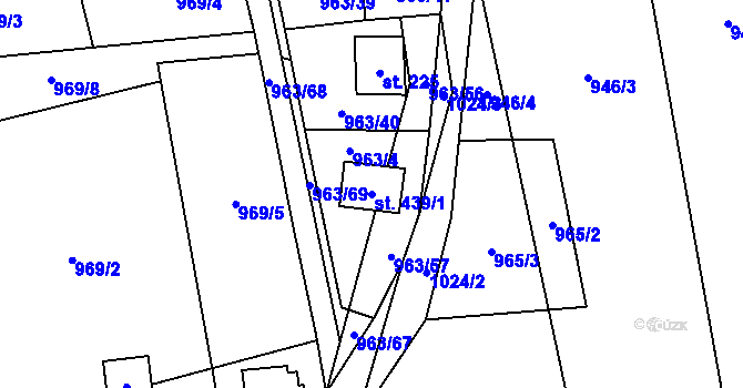 Parcela st. 439/1 v KÚ Kozojedy u Kostelce nad Černými Lesy, Katastrální mapa