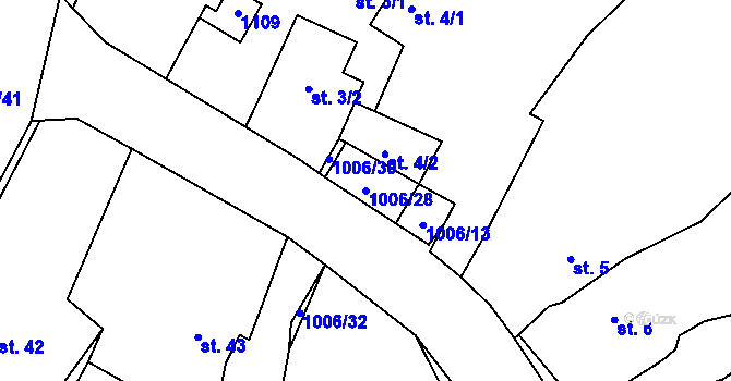 Parcela st. 1006/28 v KÚ Kozojedy u Kostelce nad Černými Lesy, Katastrální mapa