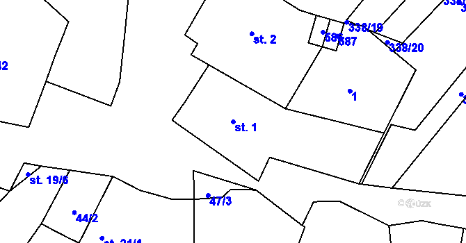 Parcela st. 1 v KÚ Kozojedy, Katastrální mapa