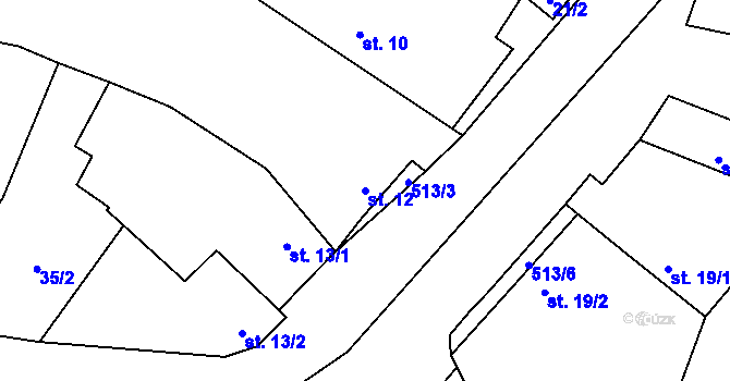 Parcela st. 12 v KÚ Kozojedy, Katastrální mapa