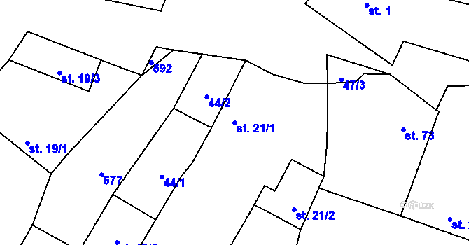 Parcela st. 21/1 v KÚ Kozojedy, Katastrální mapa
