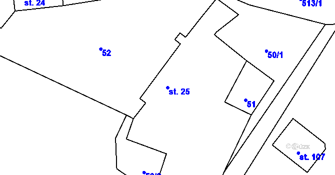 Parcela st. 25 v KÚ Kozojedy, Katastrální mapa