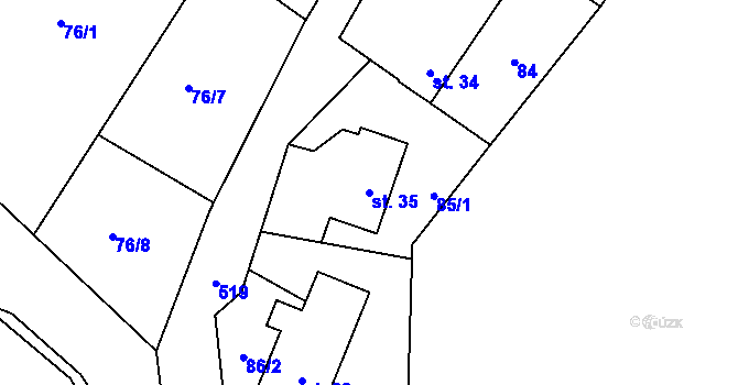 Parcela st. 35 v KÚ Kozojedy, Katastrální mapa