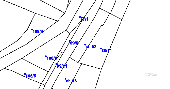 Parcela st. 52 v KÚ Kozojedy, Katastrální mapa