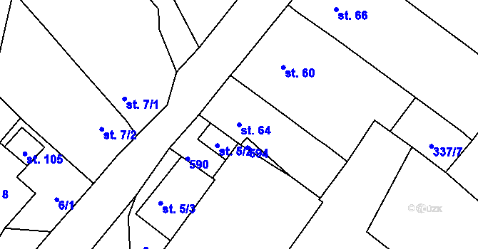 Parcela st. 64 v KÚ Kozojedy, Katastrální mapa