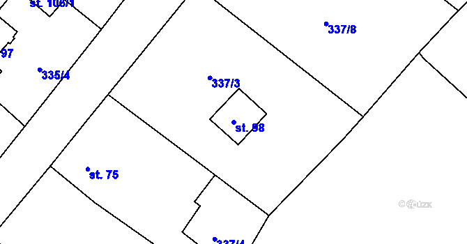 Parcela st. 98 v KÚ Kozojedy, Katastrální mapa