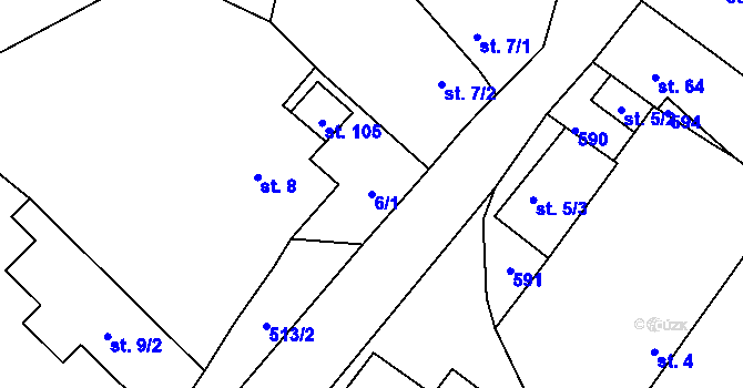 Parcela st. 6/1 v KÚ Kozojedy, Katastrální mapa