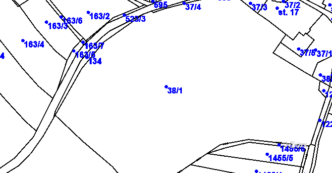 Parcela st. 38/1 v KÚ Kozojedy, Katastrální mapa