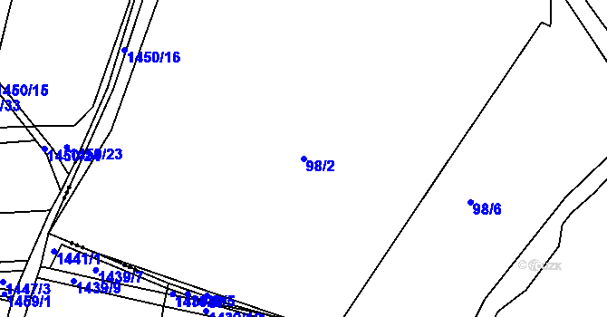 Parcela st. 98/2 v KÚ Kozojedy, Katastrální mapa