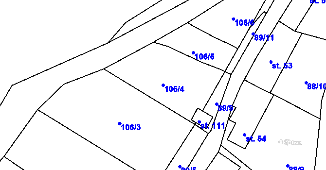 Parcela st. 106/4 v KÚ Kozojedy, Katastrální mapa