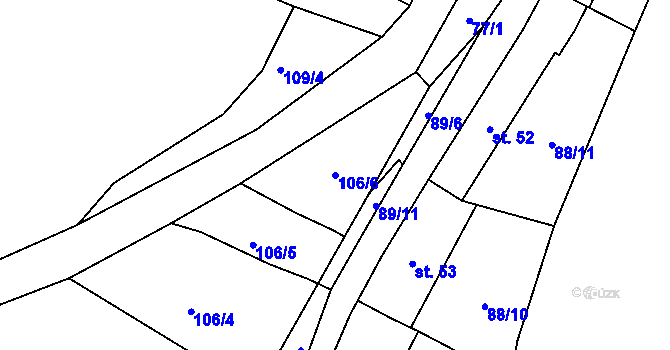 Parcela st. 106/6 v KÚ Kozojedy, Katastrální mapa