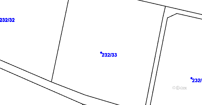 Parcela st. 232/33 v KÚ Kozojedy, Katastrální mapa