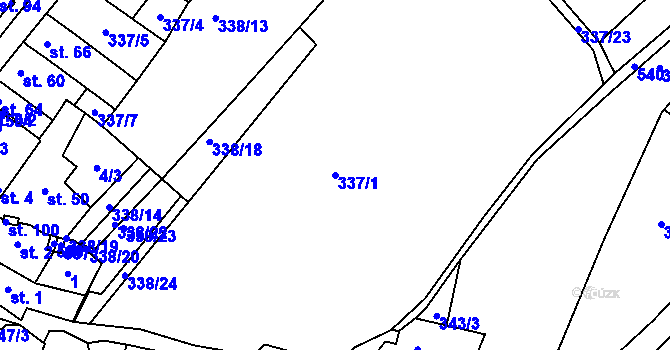 Parcela st. 337/1 v KÚ Kozojedy, Katastrální mapa