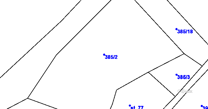 Parcela st. 385/2 v KÚ Kozojedy, Katastrální mapa