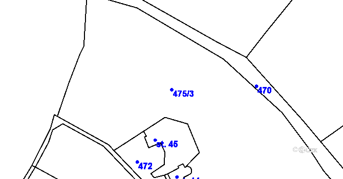 Parcela st. 475/3 v KÚ Kozojedy, Katastrální mapa